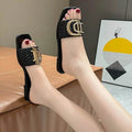 Women Luxury Decor Weave Design Flat Sandals Fashion Open-toe Vacation Casual Slides Party Sexy Elegant Office-Ladies New Shoes - Imbasat