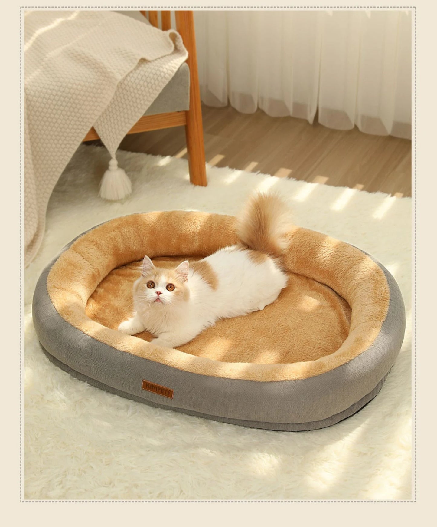 Kimpets Cat Bed Dog Pet Bed Kennel Non-Slip Winter Warm Small Dog Kennel Sleeping Removed Washed Soft Puppy Cushion Cat Supplies