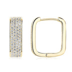 925 Silver Square Hoop Earrings Full Round Cut Moissanite Diamond Earrings