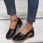 Summer soft sole mother sandals fish mouth middle-aged and elderly leather shoes flat middle-aged single shoes women's shoes - Imbasat