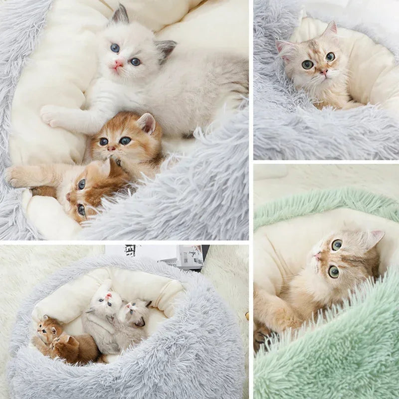 Winter Soft Plush Pet Round Bed