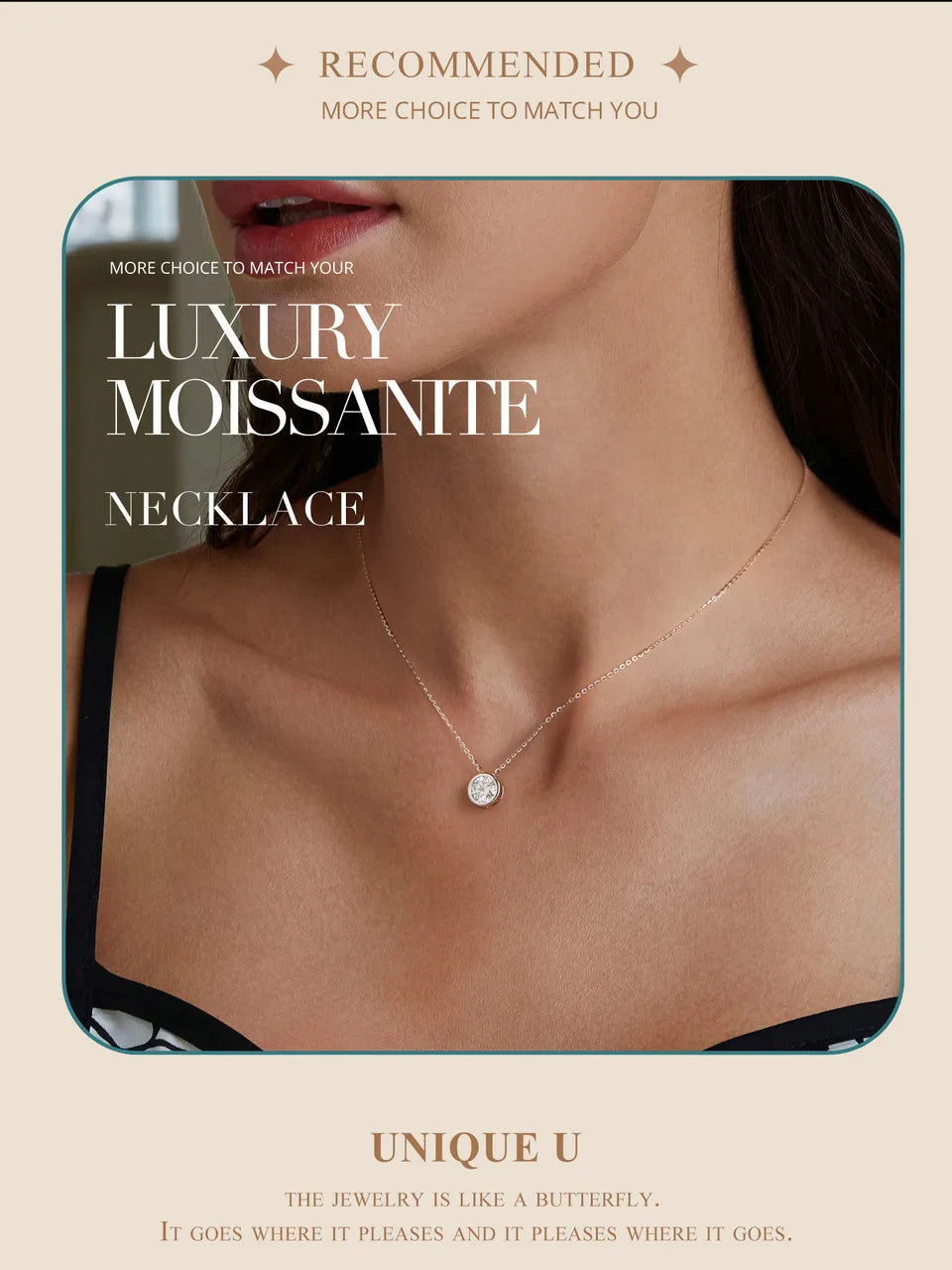 Carat Bazel Moissanite Necklace 925 Sterling Silver