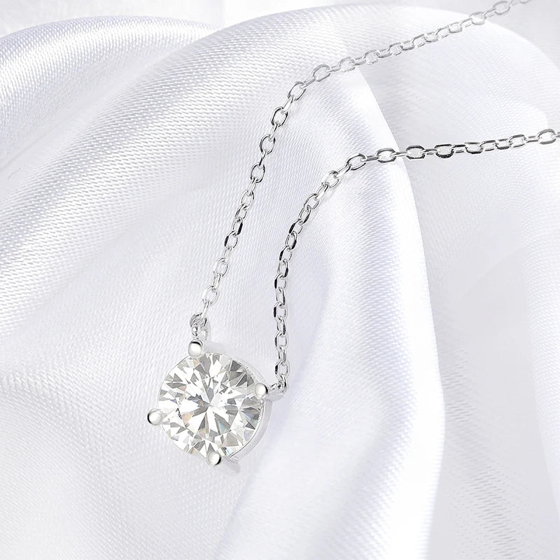 Smyoue White Gold Plated 1-10CT Moissanite Necklace