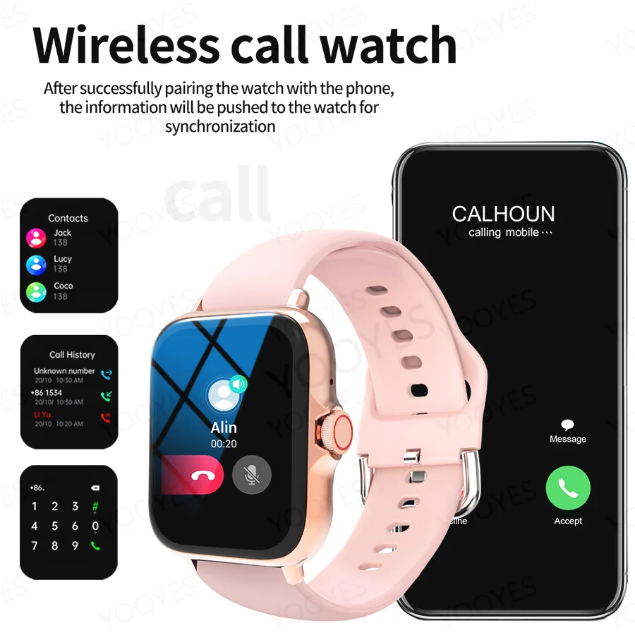 Outdoor sports smartwatch, wireless calling, information reminder, wallpaper change, men's and women's multifunctional sports wa