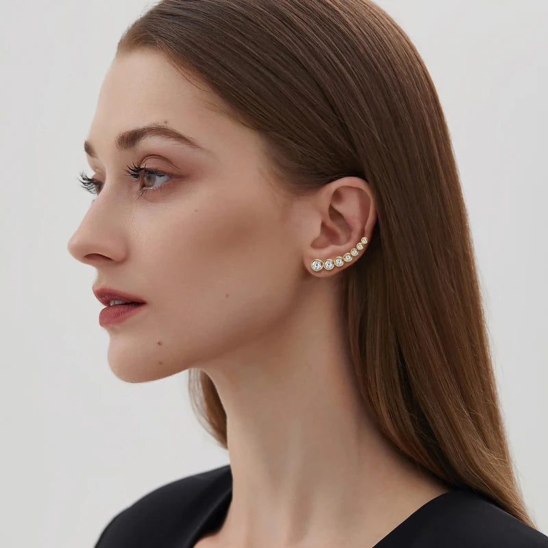 Anziw 1.52CTTW. Full Bezel Moissanite Earrings Climber