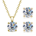 Moissanite Jewelry Set 18K Gold Plated Silver 925 Stud Earrings Pendant