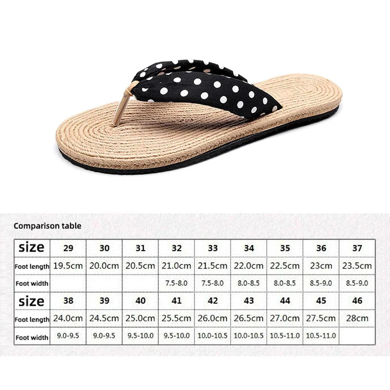 Ladies Summer Fashion Weave Women Beach Flip-Flops Non-Slip Flat Ladies Outdoor Soft Slippers Women's Simple Flip-Flop