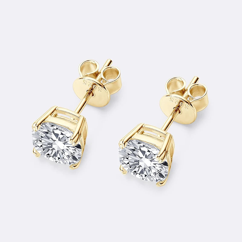 925 Silver Stud Earrings 3.0ctw. Cushion Cut Moissanite Square Earrings