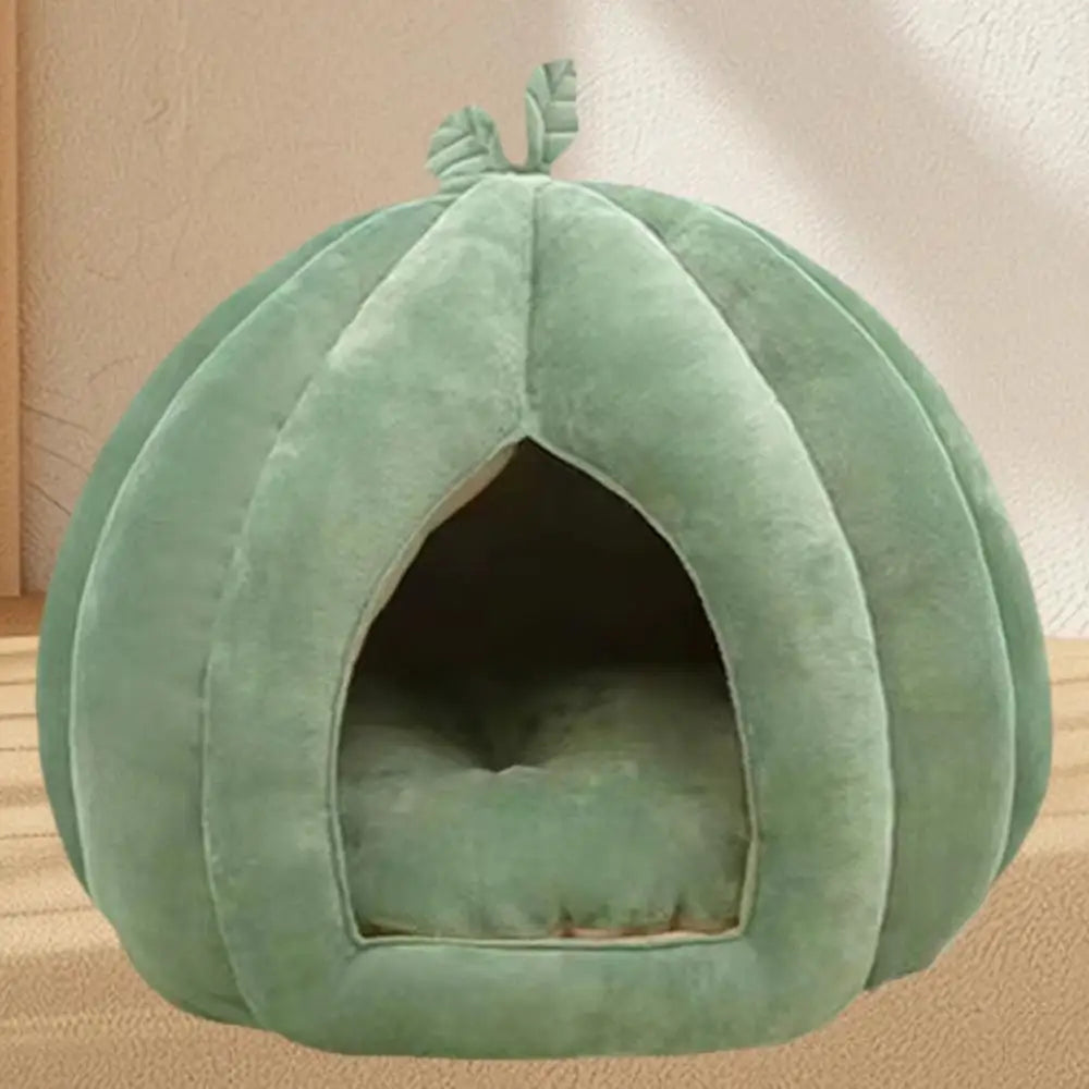 Pumpkin Cat Bed Deep Sleep Comfort House Enclosed