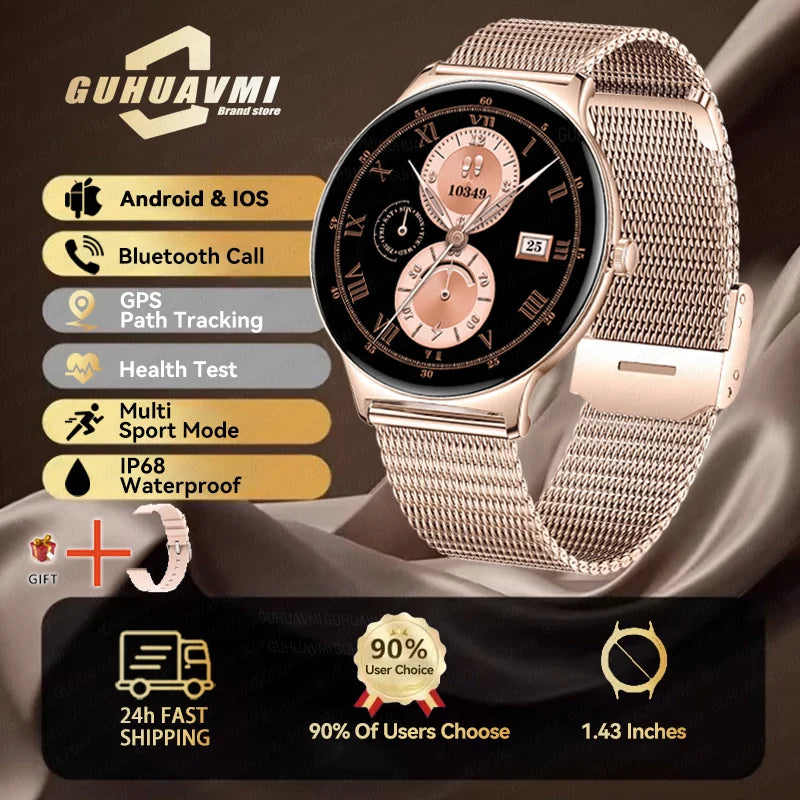 For Huawei Ultra Thin Smart Watch Women 1.43" AMOLED 466*466 HD Pixel Display Always Show Time Call Reminder Smartwatch Ladies