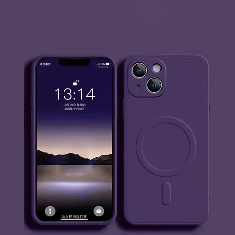 Liquid Silicone iPhone Case Magsafe Magnetic Soft Cover