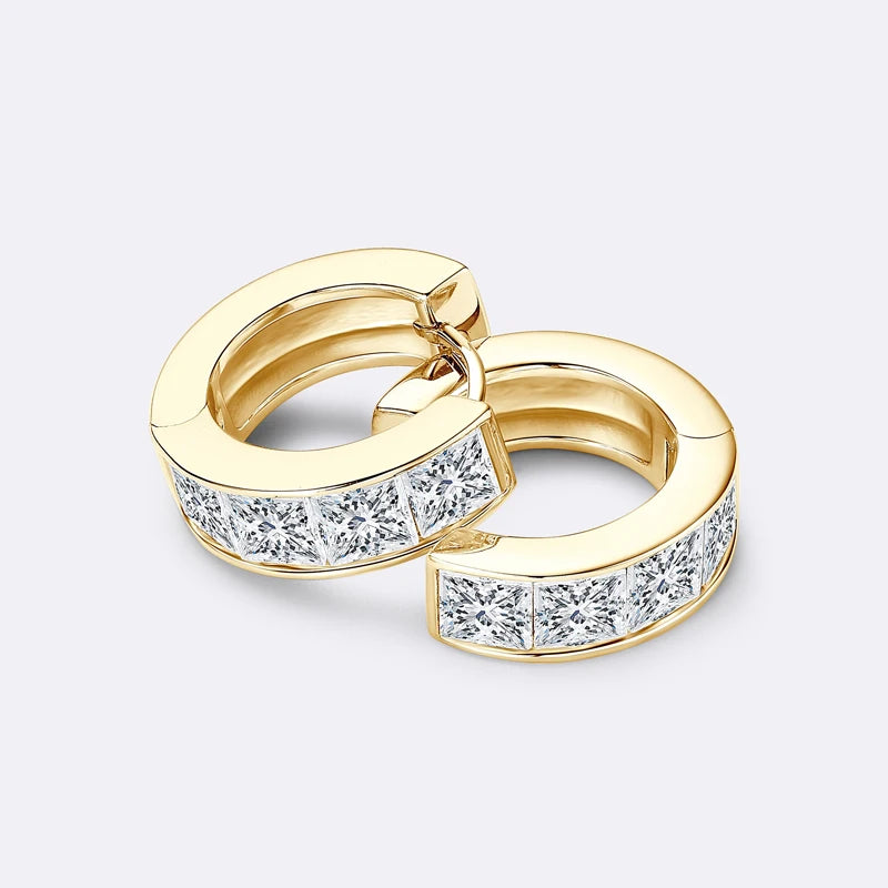 Anziw 3.20CTTW Princess Cut Moissanite Hoop Earrings 925 Silver