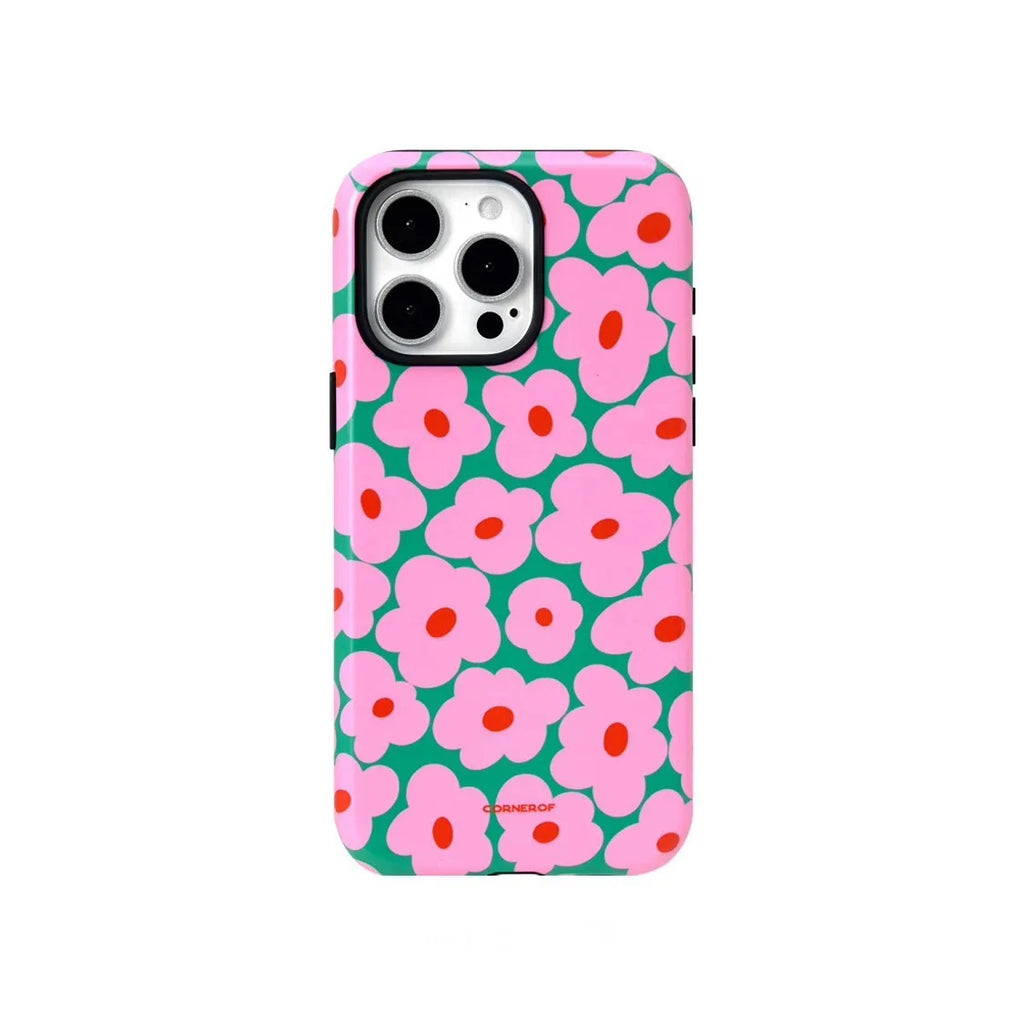 INS Pink Cute Flowers iPhone Case Luxury Double Layer Cover