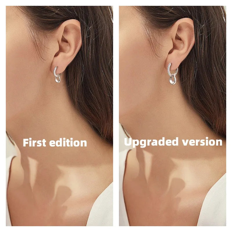 Anziw D Moissanite Hoops Earrings Silver 925 1.3mm Round Cut