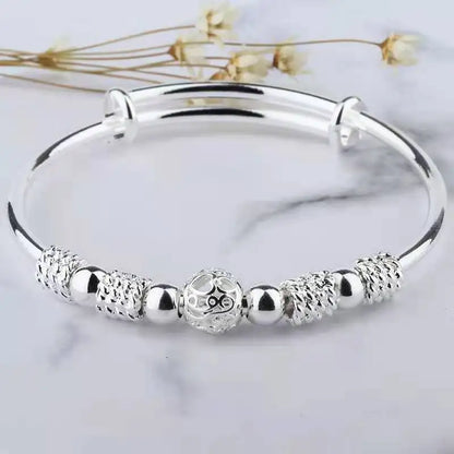 925 Sterling Silver Full-blown Flowers Bracelet For Women Original Texture Adjustable Solid Bracelets Light Luxury Party Jewelry