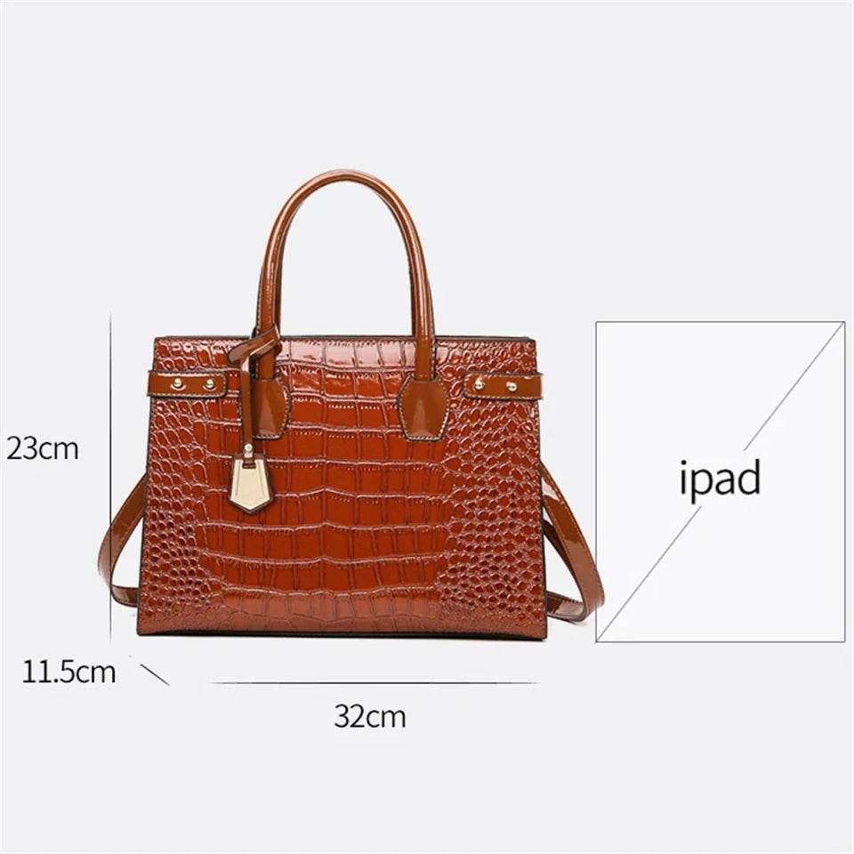 Pantent Leather Women Messenger Bags Crocodile Female Crossbody Shoulder Hand bags For Women 2024 High Quality Ladies Handbags - Imbasat
