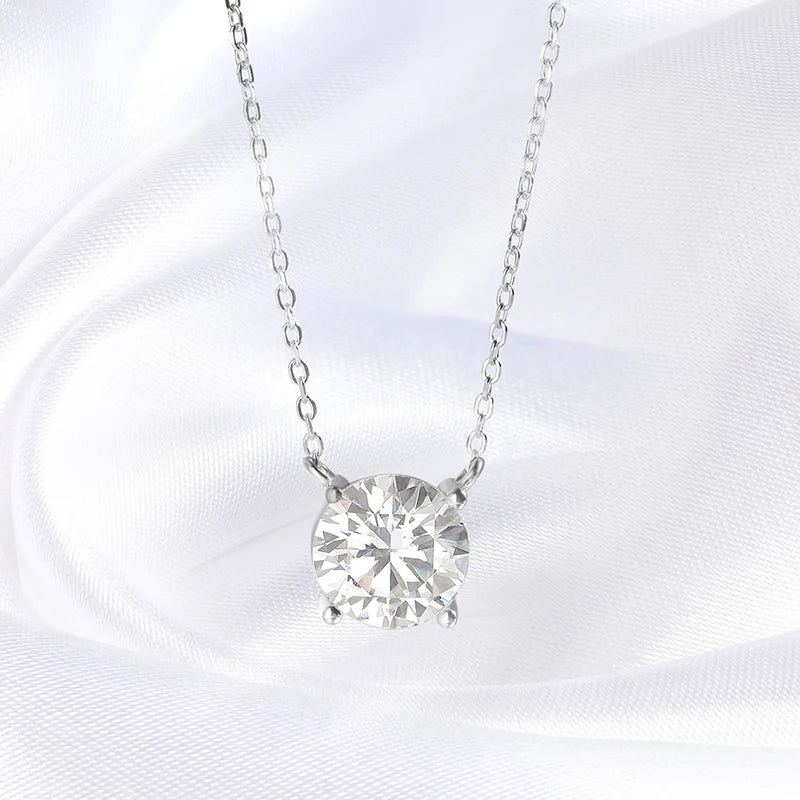 Smyoue White Gold Plated 1-10CT Moissanite Necklace