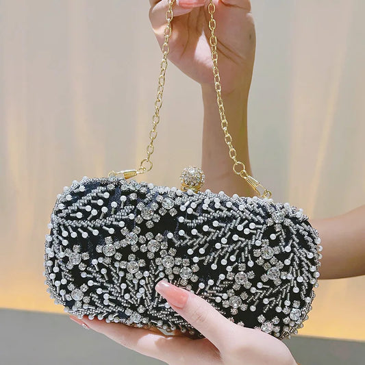 Women Clutch Bag High-class Ladies Coin Purse Niche Party Handbag Dinner Bags Dress Bridesmaid Bag Hand-beaded Pearl Wallet - Imbasat