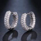 Anziw Micro Paved Full Moissanite Hoops Earrings Silver 925 Dazzling Diamond