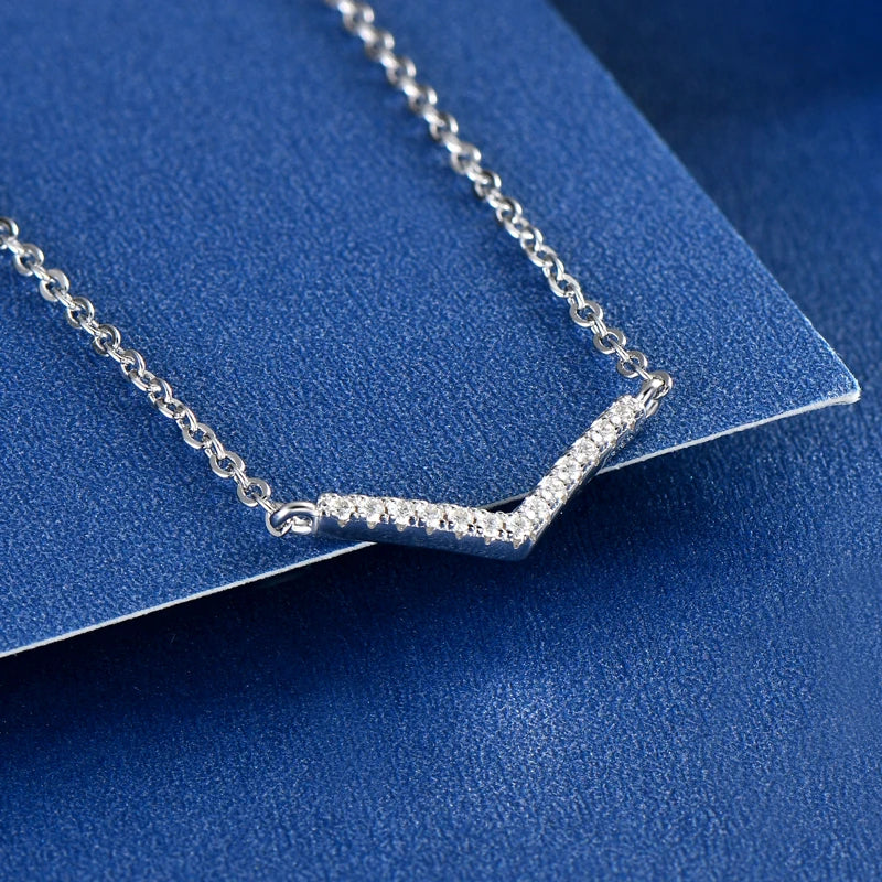 925 Sterling Silver 1mm Moissanite Pendant Necklace