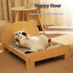 Solid Wood Cat Bed Summer Puppy Bed Removable Mat Washable All Season Universal Cat Nest