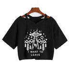 T-Shirt Harajuku Gothic Cropped Graphic Korean Style
