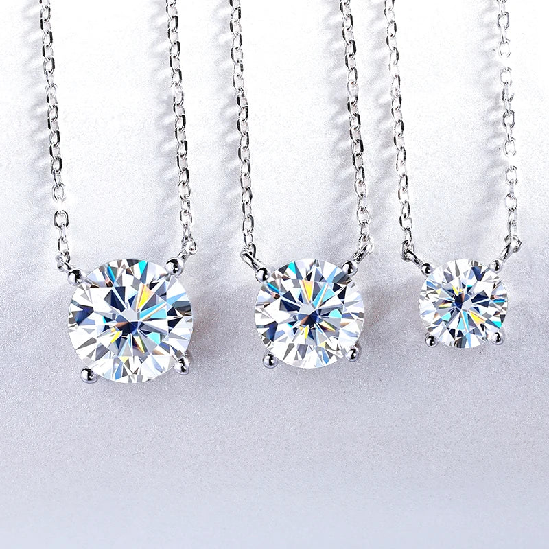 Smyoue White Gold Plated 1-10CT Moissanite Necklace