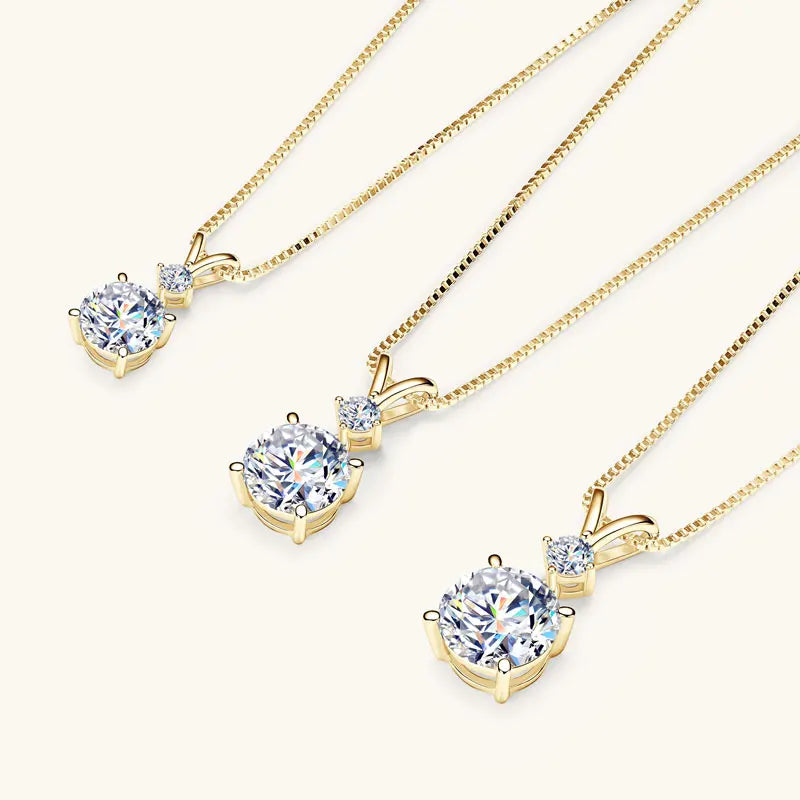 Anziw 1CT 2CT 3CT Moissanite Pendant Necklace