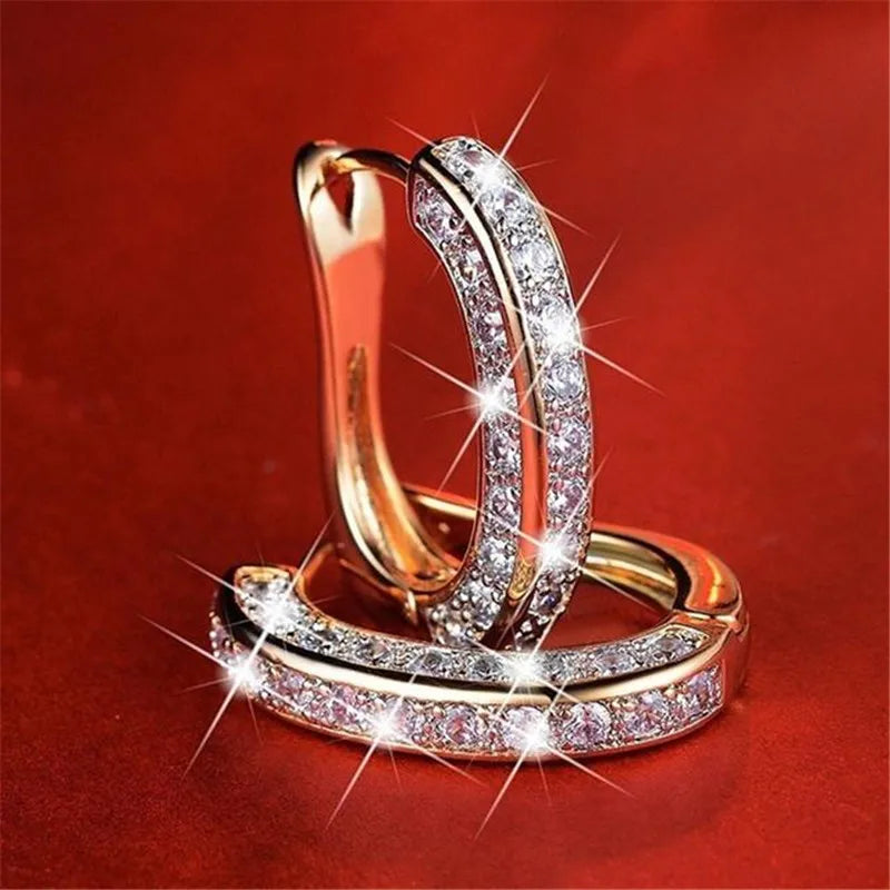 Trendy D Color Moissanite Silver Hoop Earrings Sparkling