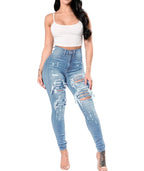High Waist Ripped Jeans for Women Skinny Black White