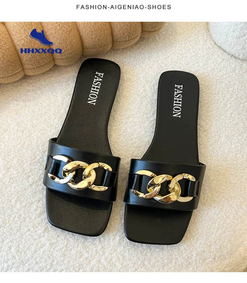 2023 New Summer Women's Slippers Roman Fashion Designer Flat Sandals Latex Soft Sole Shoes Female Breathable Beach Flip-flops - Imbasat