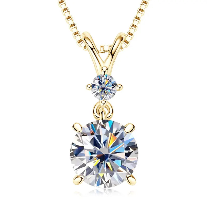 Anziw 1CT 2CT 3CT Moissanite Pendant Necklace