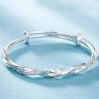 925 Sterling Silver Full-blown Flowers Bracelet For Women Original Texture Adjustable Solid Bracelets Light Luxury Party Jewelry - Imbasat