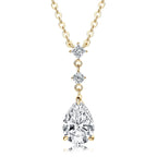 2ct Pear Cut Moissanite Waterdrop 925 Silver Adjustable Chain Necklaces