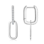 Anziw Paperclip Drop Link Earrings Detachable Hoops Silver 925 Moissanite Huggie Earring
