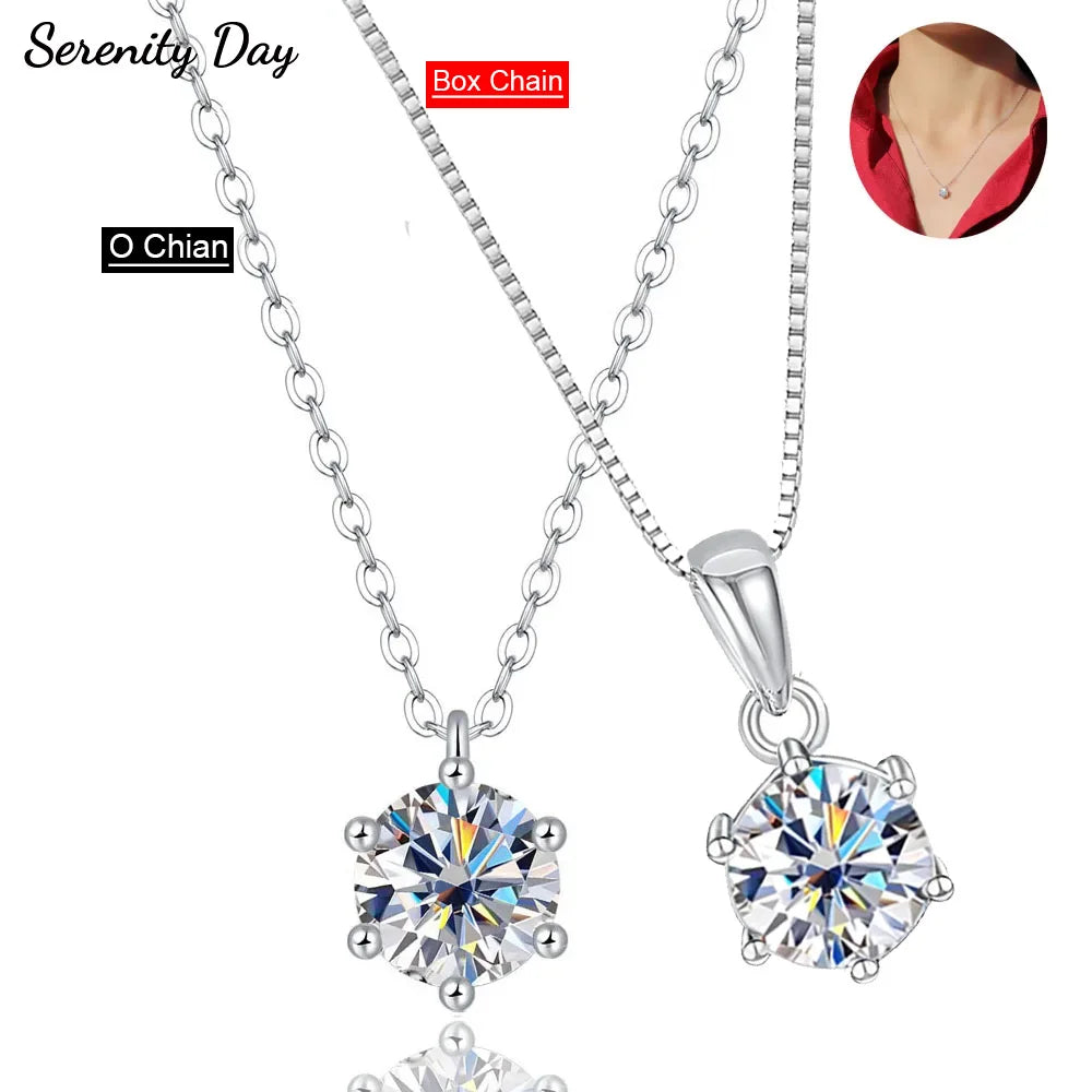 VVS1 Moissanite Pendant Necklace S925 Sterling Silver Plated 18K