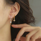 925 Sterling Silver Zircon Flower Pendant Drop Earrings For Women Simple Exquisite Student Girlfriend Fine Jewelry Gifts - Imbasat