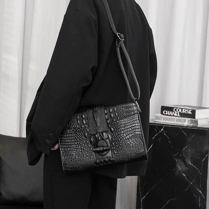 Luxury Designer Clutch for Men Fashion Crocodile PU Leather Men's Clutches Bag Zipper Hasp Evelope Bag Business Clutch Handbags - Imbasat