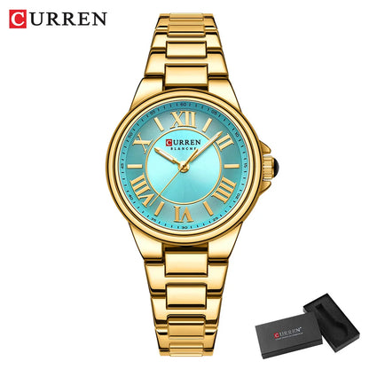 CURREN Romantic Charm Women's Wristwatches Fashion Design Thin Quartz Watch with Luminous Hands Stainless Steel Bracelet