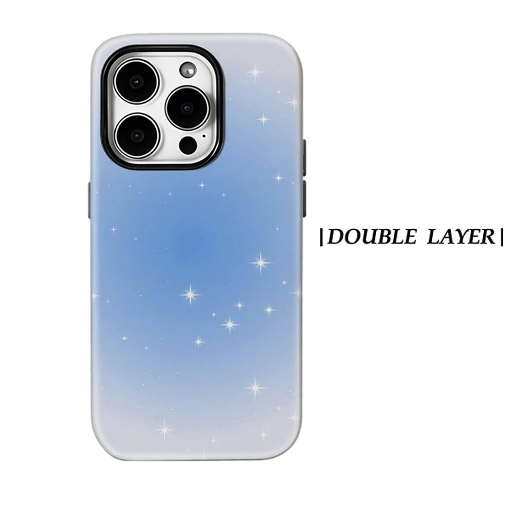 Pale Blue Star Shower iPhone Case Magnetic Tough Double Layer Cover