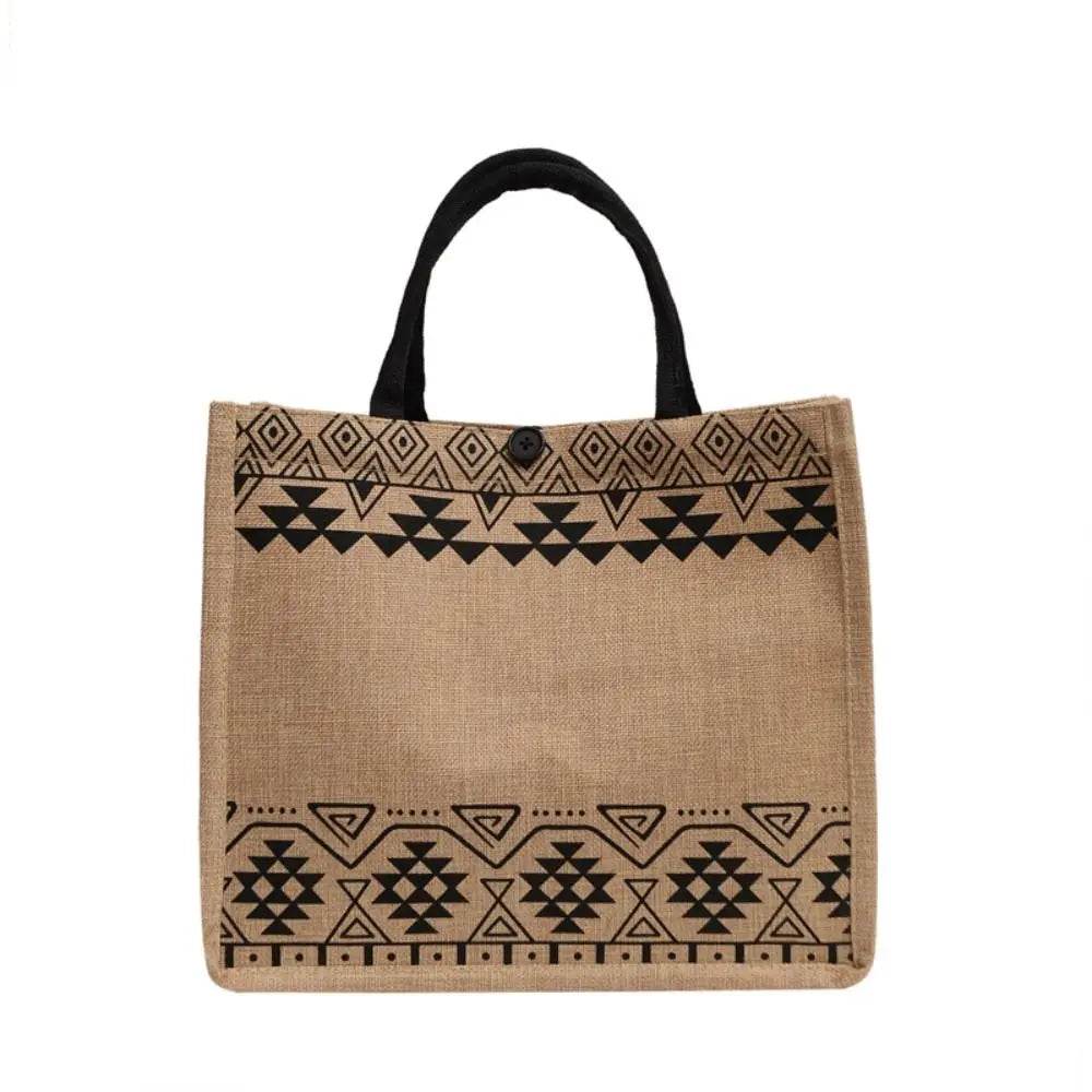 Vintage Korean Tote Bag Casual Lady Shoulder Eco Canvas Bags National Style Women Recycle Handbag Shopping Bag Storage Bag - Imbasat