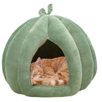 Pumpkin Cat Bed Deep Sleep Comfort House Enclosed