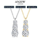 925 Silver Women's Necklace 1.80CTW.3 Stones D Color