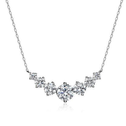 Smyoue 1.7-5CTTW All Moissanite Necklace for Women Smile Princesses Sparkling Diamond Pendant S925 Sterling Silver Plated PT950