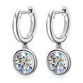 Gold Hoop Earrings Genuine 925 Silver 1CT 2CT Moissanite