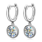 Gold Hoop Earrings Genuine 925 Silver 1CT 2CT Moissanite