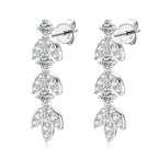 ANZIW Real Moissanite Earrings Leaf Chandelier Drop Dangle Long Earrings 925 Silver Piercing
