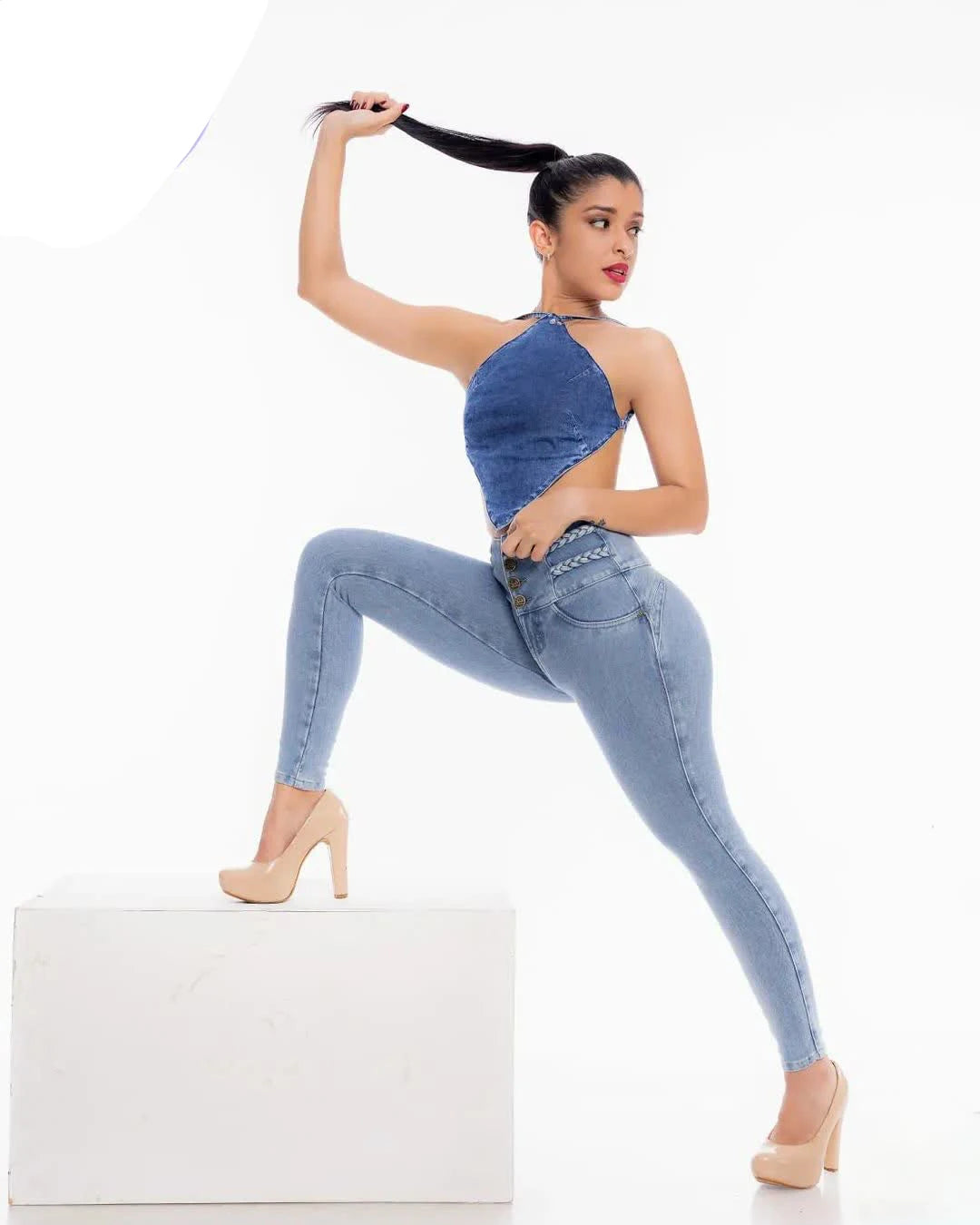 Skinny Jeans with Butt Lifting Effect High Waisted Shaping Pants