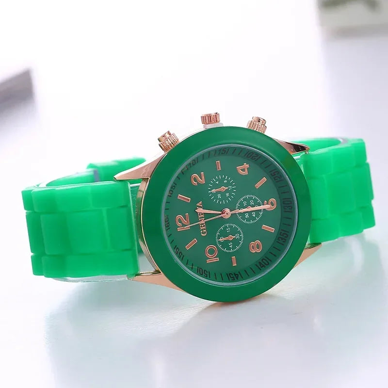 Famous Brand Geneva Ladies Fashion Watch Male and Female Student Silicone Quartz Wristwatch Clock Wholesale Relogio Feminino