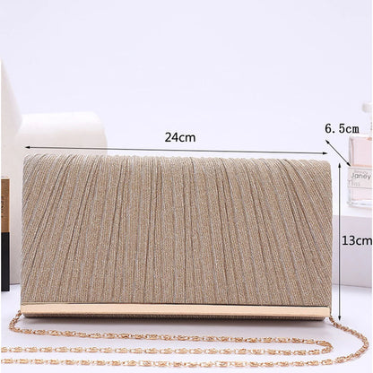 Women's Evening Clutch Bag Female Crystal Wedding Purse Bride Handbag with Chain Crossbody Bag Gold Silver Sequin Shoulder Bag